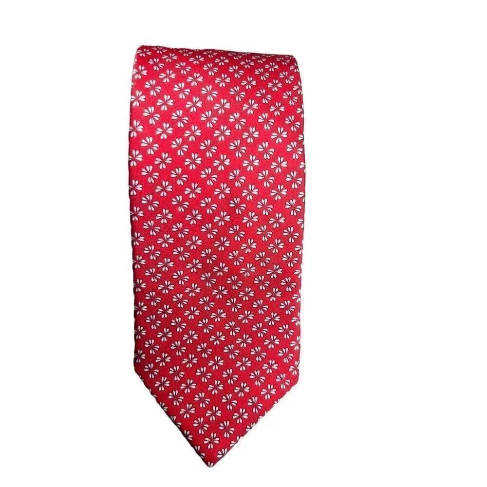 Lanvin Paris red silk floral Tie